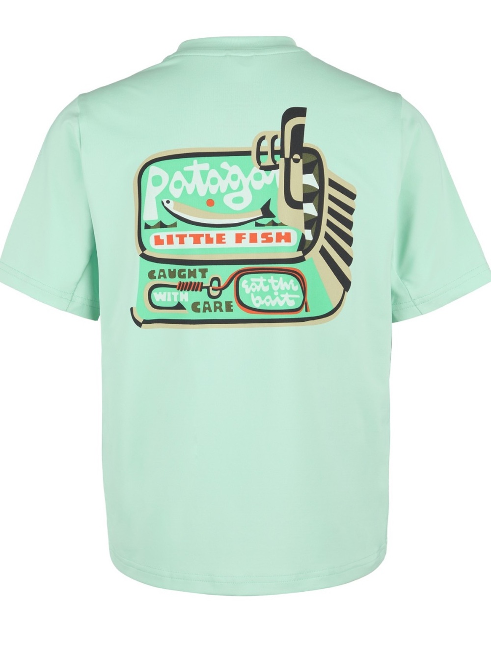 Patagonia Kids' Capilene Silkweight T-Shirt Little Fish Green Quick Dry UPF NEW